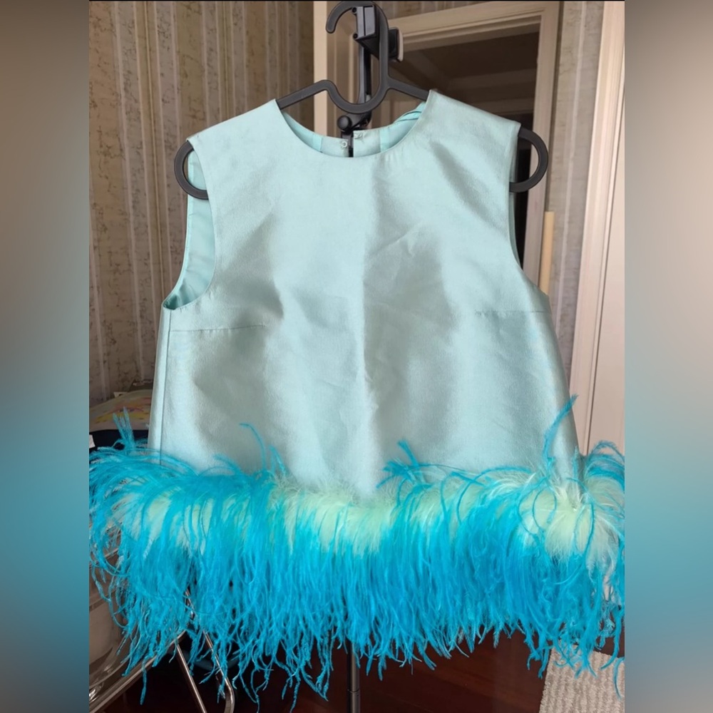 Prada rare blue feather top size 38
